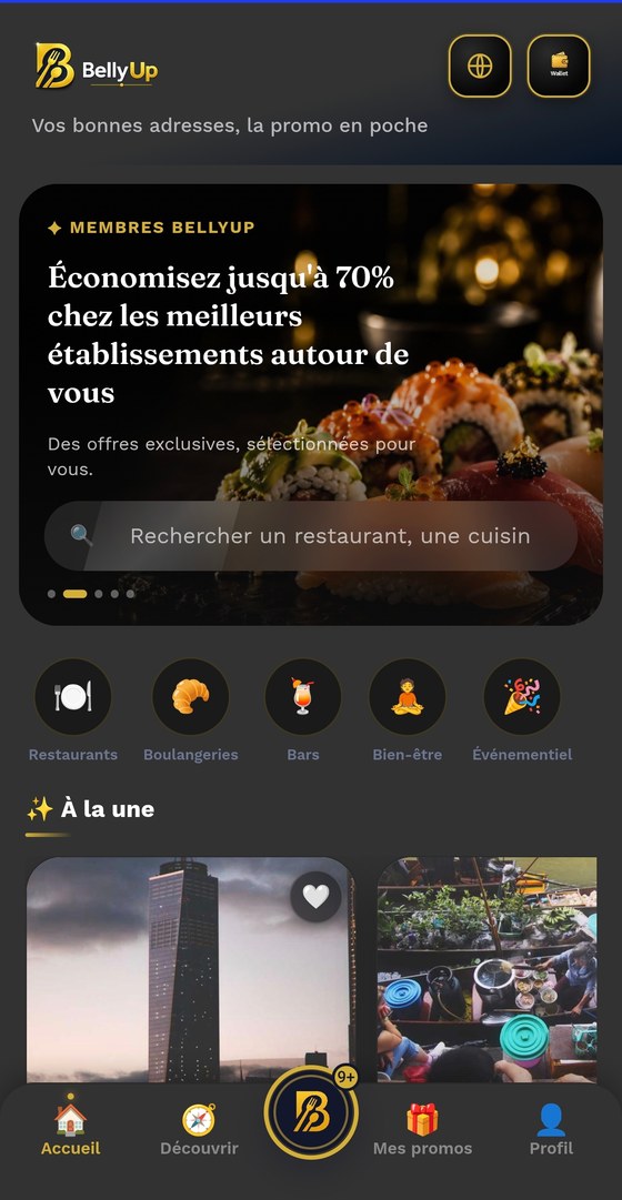Aperçu de l'appli bellyup