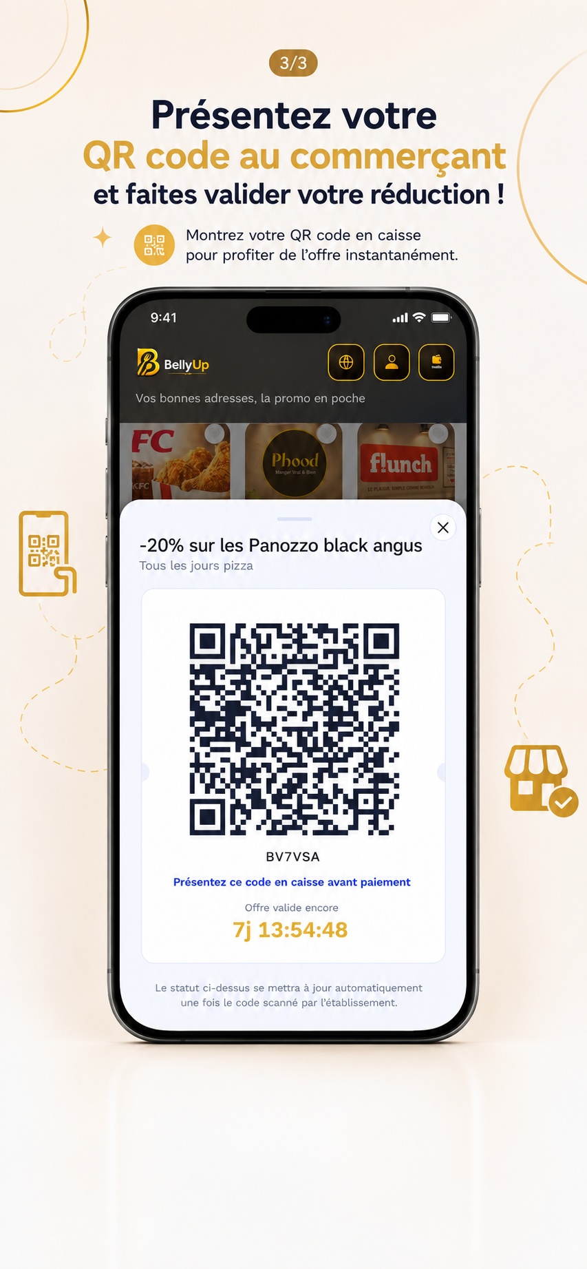 Présentez votre QR code au commerçant